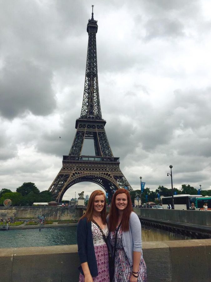 Abby (left) and Caroline (right) stand in front of the famous Eiffel Tower in Paris, France on their trip. Many pictures were taken here because of its gorgeous view. “The Eiffel Tower, I think, was the coolest because when you see it in pictures, it’s cool, but when you see it in person, it’s so much taller and bigger,” Caroline said. Photo by Jeff Loudenback